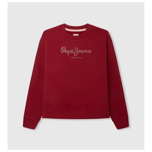 Свитшот Pepe Jeans, средней длины, без капюшона, без карманов, размер 4, красный