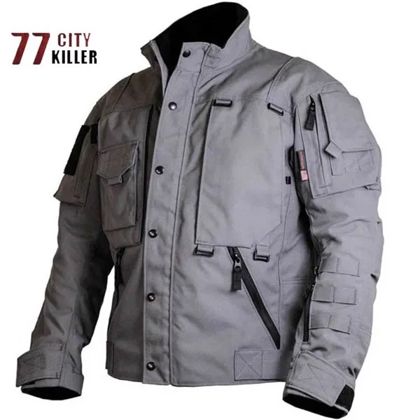 Мужская Военная тактическая куртка, ветрозащитное пальто на молнии с несколькими карманами, уличная спортивная куртка для скалолазания на ...