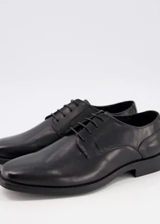 Черные кожаные ботинки дерби на шнуровке Silver Street-Черный