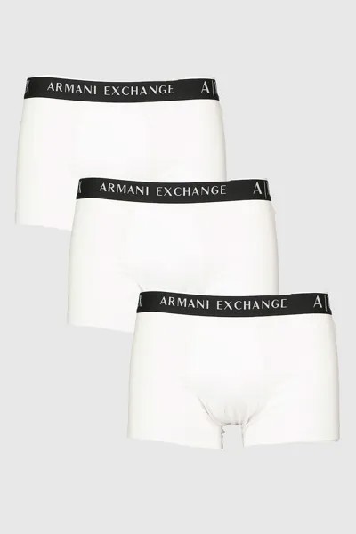 Боксеры с логотипом на поясе - 3 пары Armani Exchange, черный
