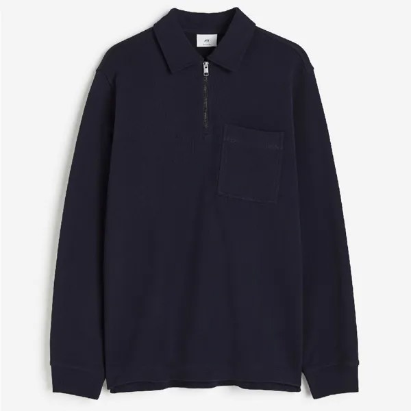 Футболка-поло H&M Regular Fit Cotton, темно-синий