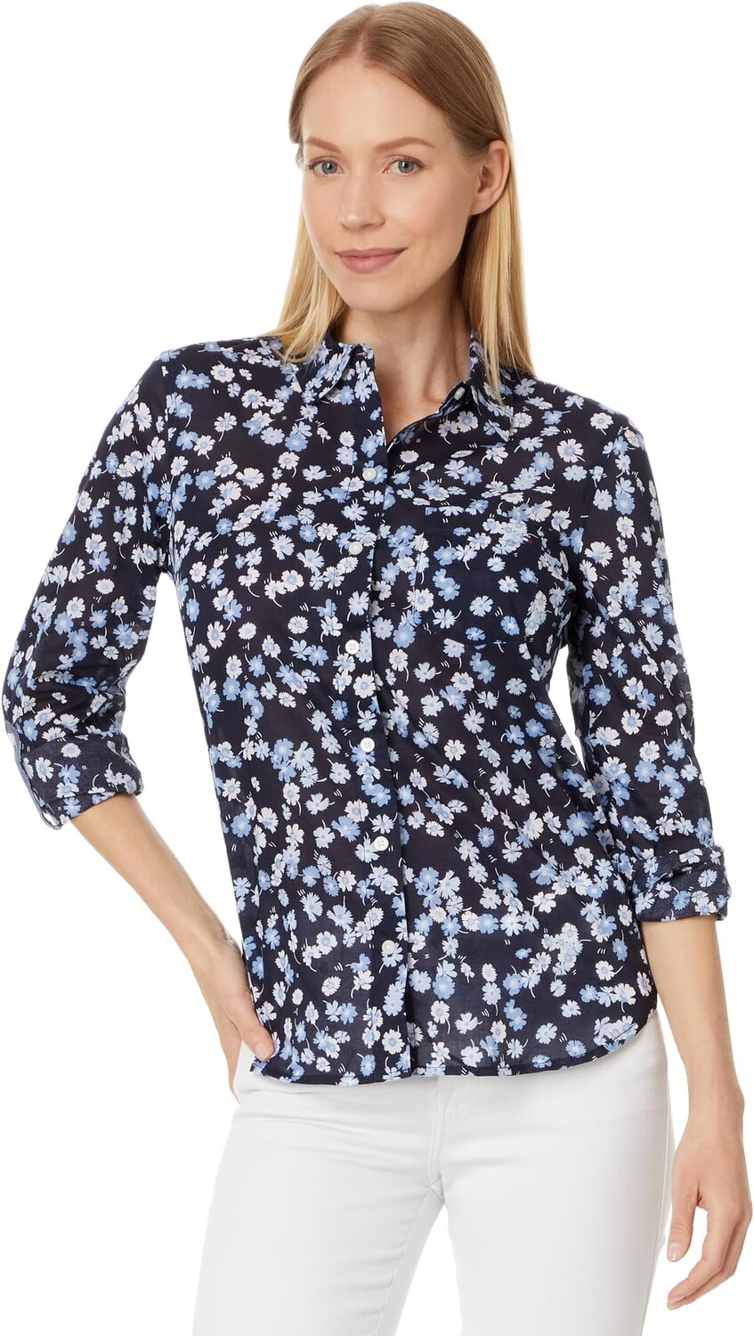 Рубашка Tommy Hilfiger Carnation Roll Tab, цвет Sky Captain Multi