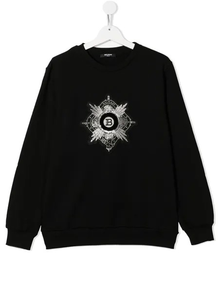 Balmain Kids толстовка с вышитым логотипом