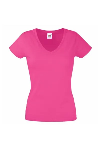 Легкая футболка Lady-Fit с V-образным вырезом и короткими рукавами Fruit of the Loom, розовый