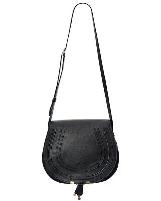 Женская кожаная сумка-седелька Chloé Marcie среднего размера, черная Os