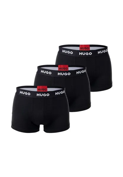 Мужские боксеры, 3 шт., тройная упаковка плавок, логотип, хлопок стрейч HUGO, черный