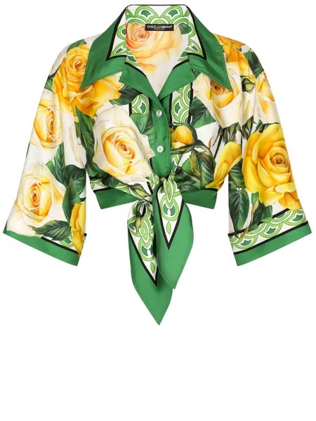 Рубашка Dolce&Gabbana Rose-print knotted, желтый