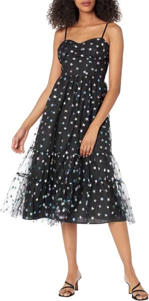 Сетчатое платье миди Rainbow Star Betsey Johnson, черный