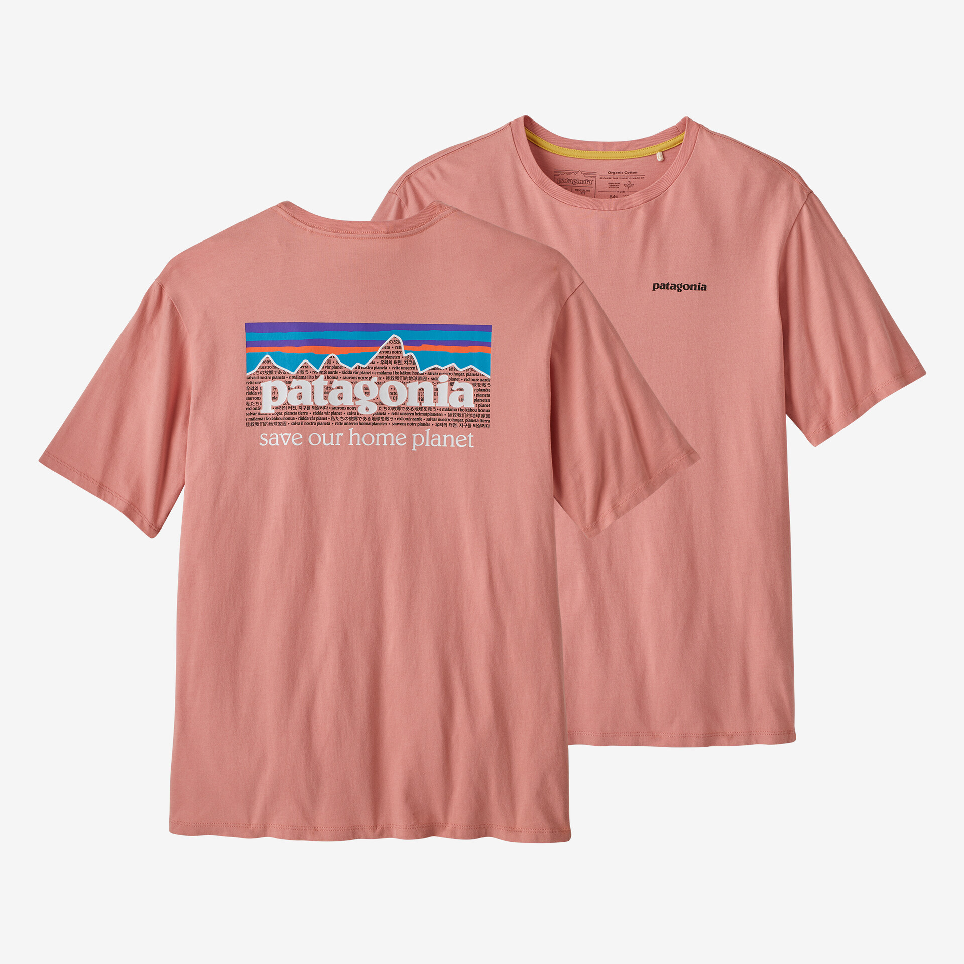 Мужская органическая футболка P-6 Mission Patagonia, цвет Sunfade Pink