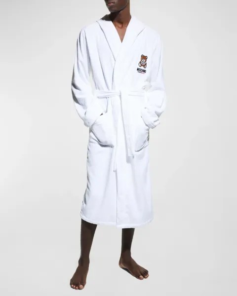 Мужской хлопковый халат с вышивкой Underbear Moschino, цвет White