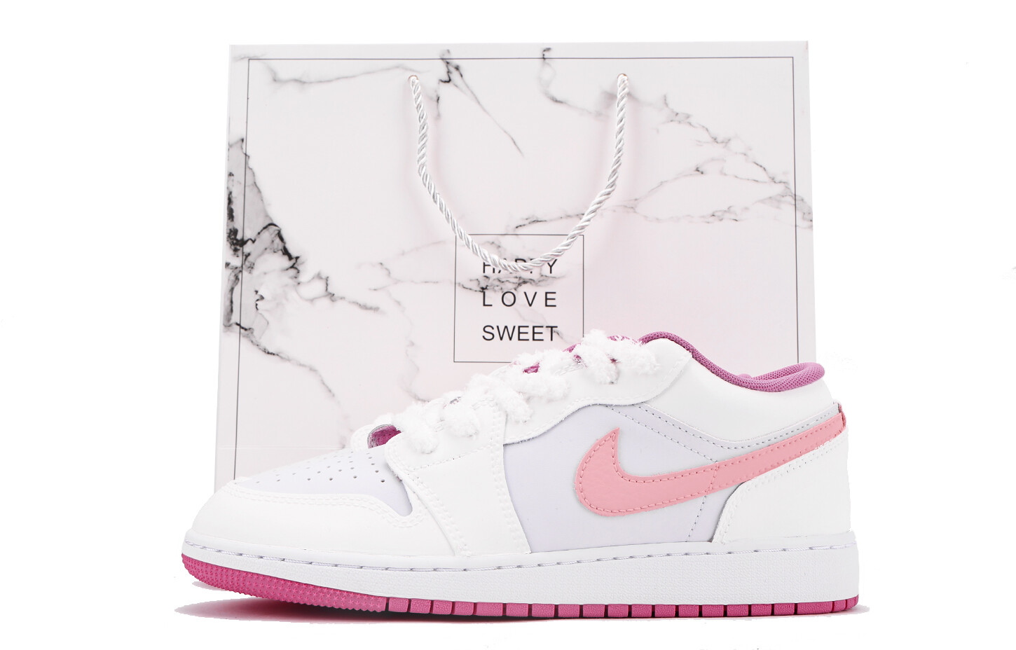 Кроссовки Air Jordan 1 Vintage Basketball Shoes Women's Low-top Pink/White, розовый