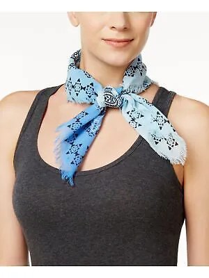 Женский легкий шарф-бандана синего цвета с бахромой INC