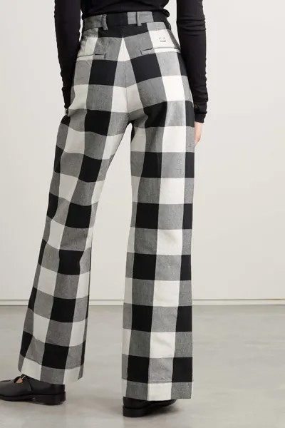 ACNE STUDIOS Широкие брюки из органического хлопка в клетку, черный