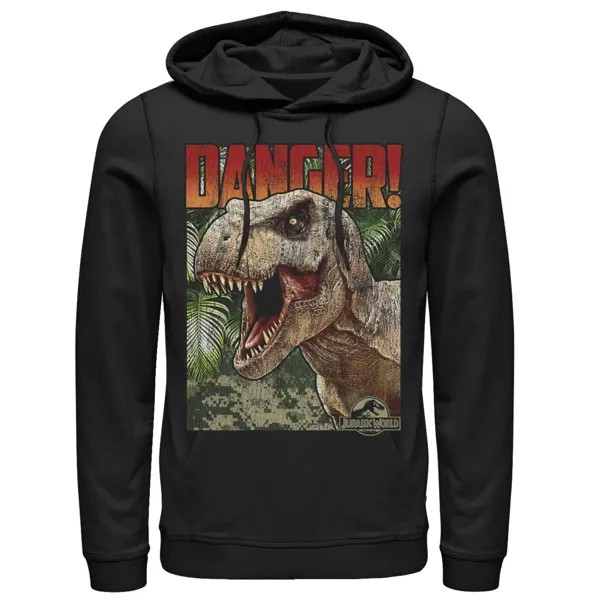 Мужской пуловер с капюшоном и рисунком в стиле юрского периода Danger T-Rex в стиле ретро Licensed Character, черный