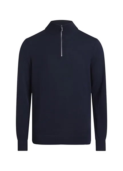 Синий мужской свитер узкого кроя с воротником-стойкой Calvin Klein