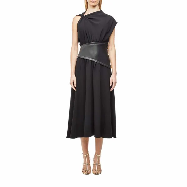 Платье Proenza Schouler, Crepe Asymmetrical Dress with Leather Waistband