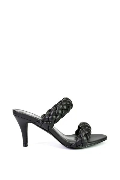 Босоножки 'Marsha' с плетеными ремешками и квадратным носком, туфли-мюли на среднем высоком каблуке XY London, черный