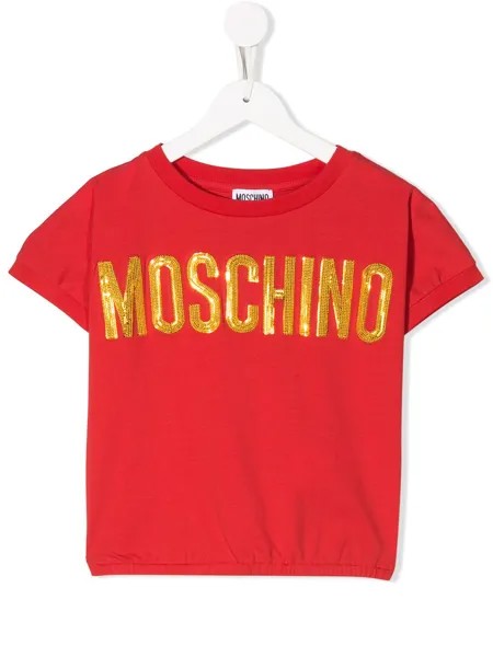 Moschino Kids футболка с декорированным логотипом