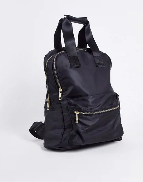 Черный рюкзак из переработанного смесового нейлона с несколькими карманами и отделением для ноутбука ASOS DESIGN