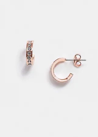 Миниатюрные серьги-кольца цвета розового золота с кристаллами Ted Baker Seeni-Золотистый