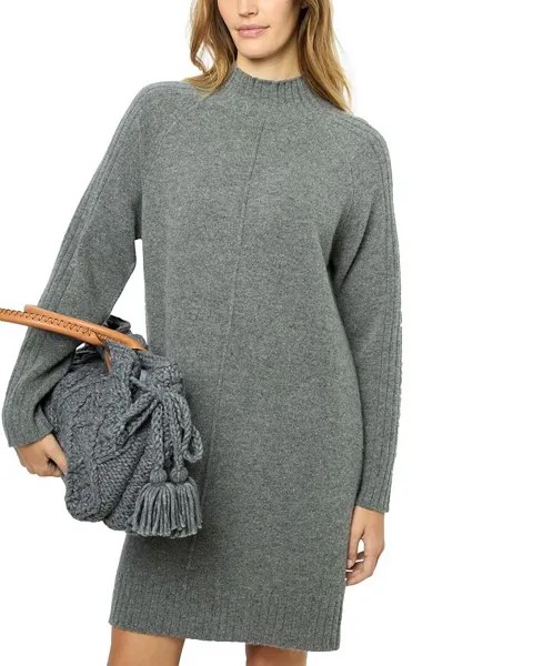 Шерстяное мини-платье Gerard Darel Solia с воротником-стойкой, серый