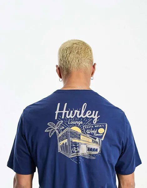 Hurley Синяя футболка с принтом на спине Hurley's