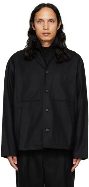 Черная рубашка с накладными карманами LE17SEPTEMBRE