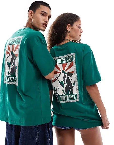 Футболка Oversize The North Face – Mountain Peak – в цвете Gr cn mit R cckenprint