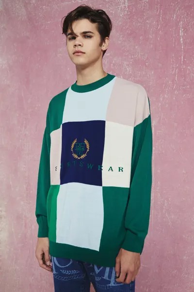 Спортивный трикотажный джемпер оверсайз colourblock Boohoo, разноцветный