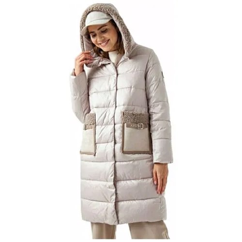 Женское зимнее пальто пуховик MALINARDI, цвет бежевый, размер L