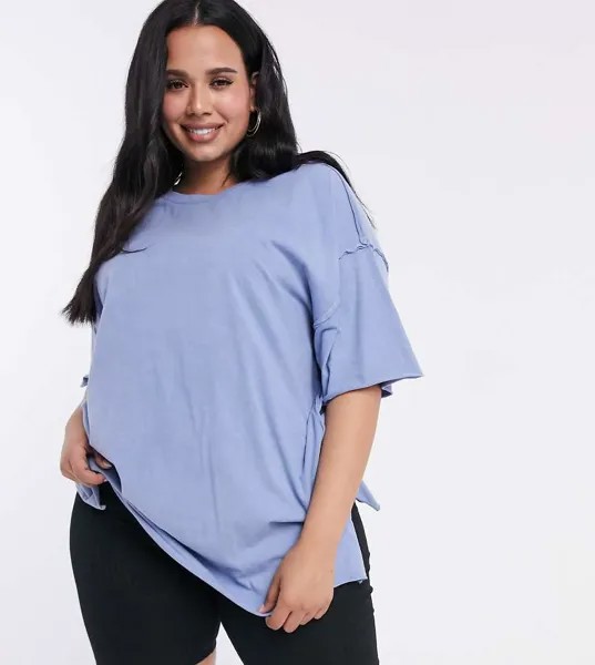 Синяя oversized-футболка с наружными швами ASOS DESIGN Curve-Синий