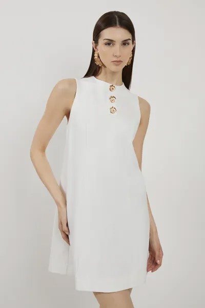 Мини-платье из джерси Ponte с деталями из жесткого материала Karen Millen, белый