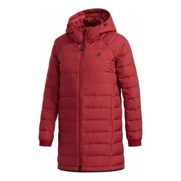 Куртка длинный пуховик Adidas, красный