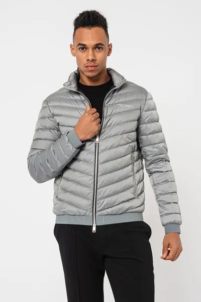 Стеганая зимняя куртка на пуховом наполнителе Armani Exchange, серый