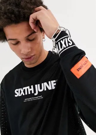 Черный лонгслив из сетки Sixth June