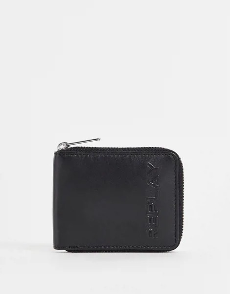 Бумажник с круговой молнией и логотипом Replay-Черный цвет