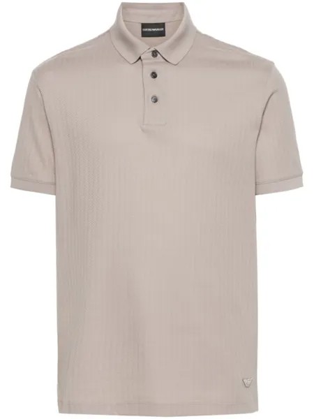 Emporio Armani жаккардовая рубашка поло с узором, коричневый