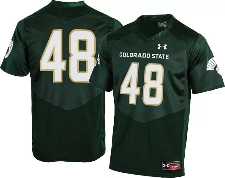 Мужская зеленая футбольная майка Under Armour Colorado State Rams № 48, реплика