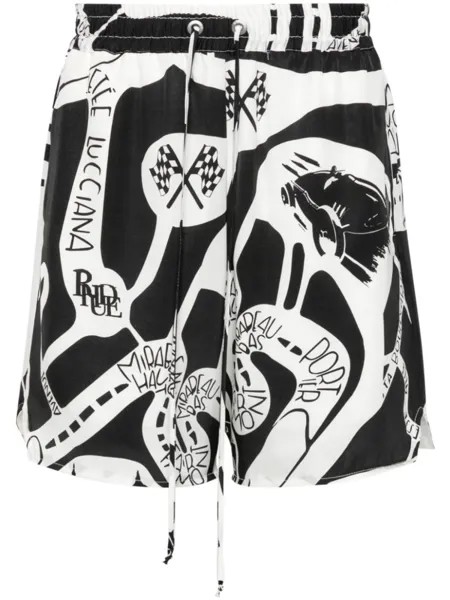 RHUDE шелковые шорты Strada, черный