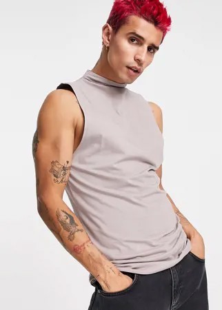 Серая облегающая майка с высоким воротом ASOS DESIGN-Серый