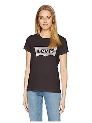 Женская черная блестящая футболка с коротким рукавом LEVIS XS