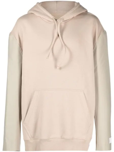 MM6 Maison Margiela худи с контрастными рукавами и логотипом, нейтральный цвет