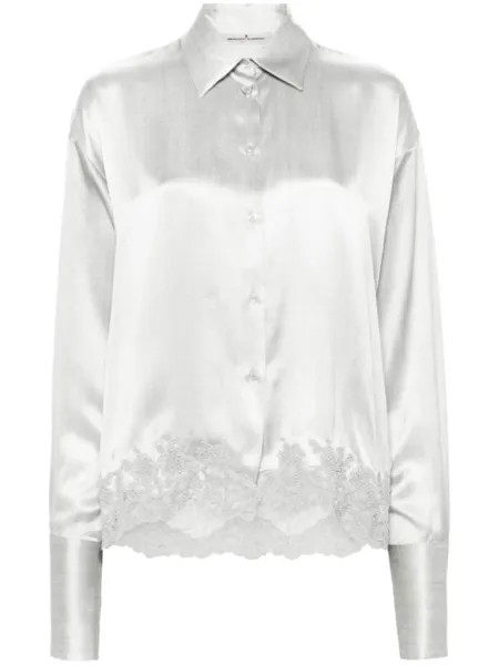 Ermanno Scervino шелковая рубашка с кружевом, серый
