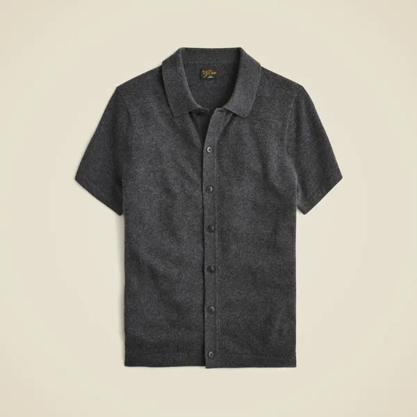 Кашемировый кардиган-поло с короткими рукавами J.Crew, черный