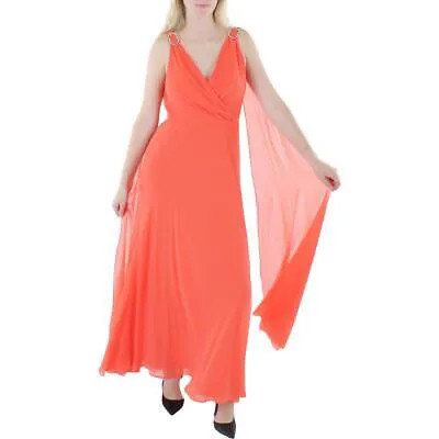 Женское оранжевое шифоновое вечернее платье Lauren Ralph Lauren 8 BHFO 6435