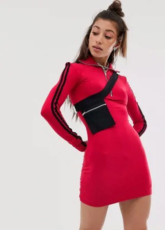 Облегающее платье с молнией и поясом O Mighty-Красный