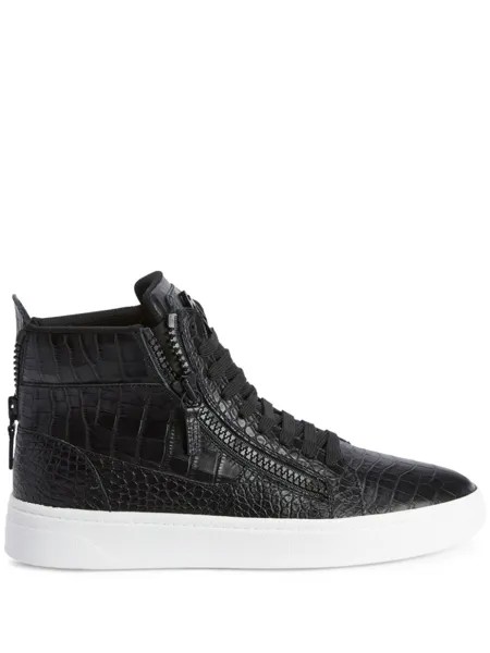 Giuseppe Zanotti высокие кеды с тиснением под кожу крокодила, черный