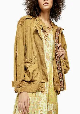 Куртка-бомбер Free People Jade Safari с вышивкой, большой размер, золотисто-коричневый XS, НОВИНКА