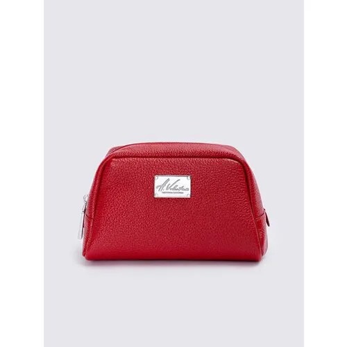 Косметичка A.Valentino на молнии, натуральная кожа, 10х12х20 см, подкладка, жесткое дно, красный