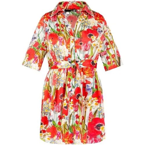 Блуза  MOSCHINO, повседневный стиль, флористический принт, размер 44, красный